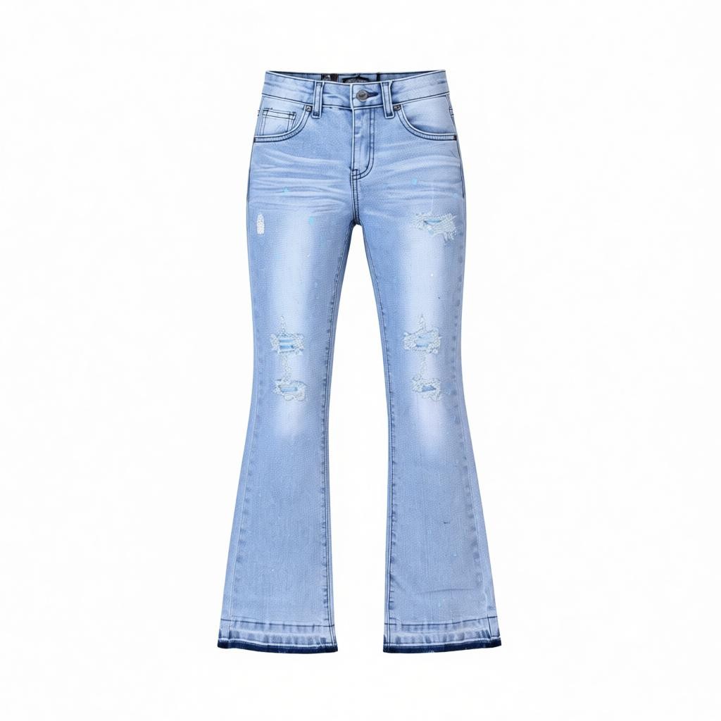 KIDS RIP N REPAIR LIGHT BLUE WASH WITH BABY BLUE STITCH