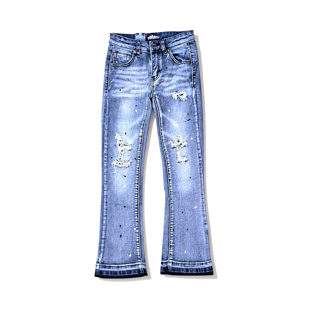 KIDS RIP N REPAIR GREY WASH WITH BLACK STITCH