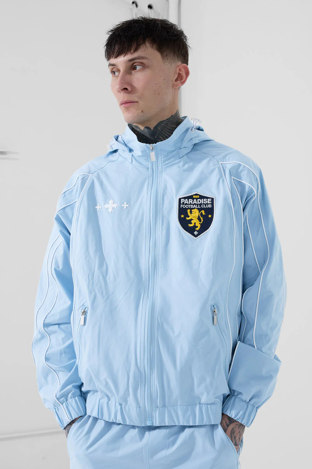 Hooligan Hooded Track Jacket (Sky Blue)