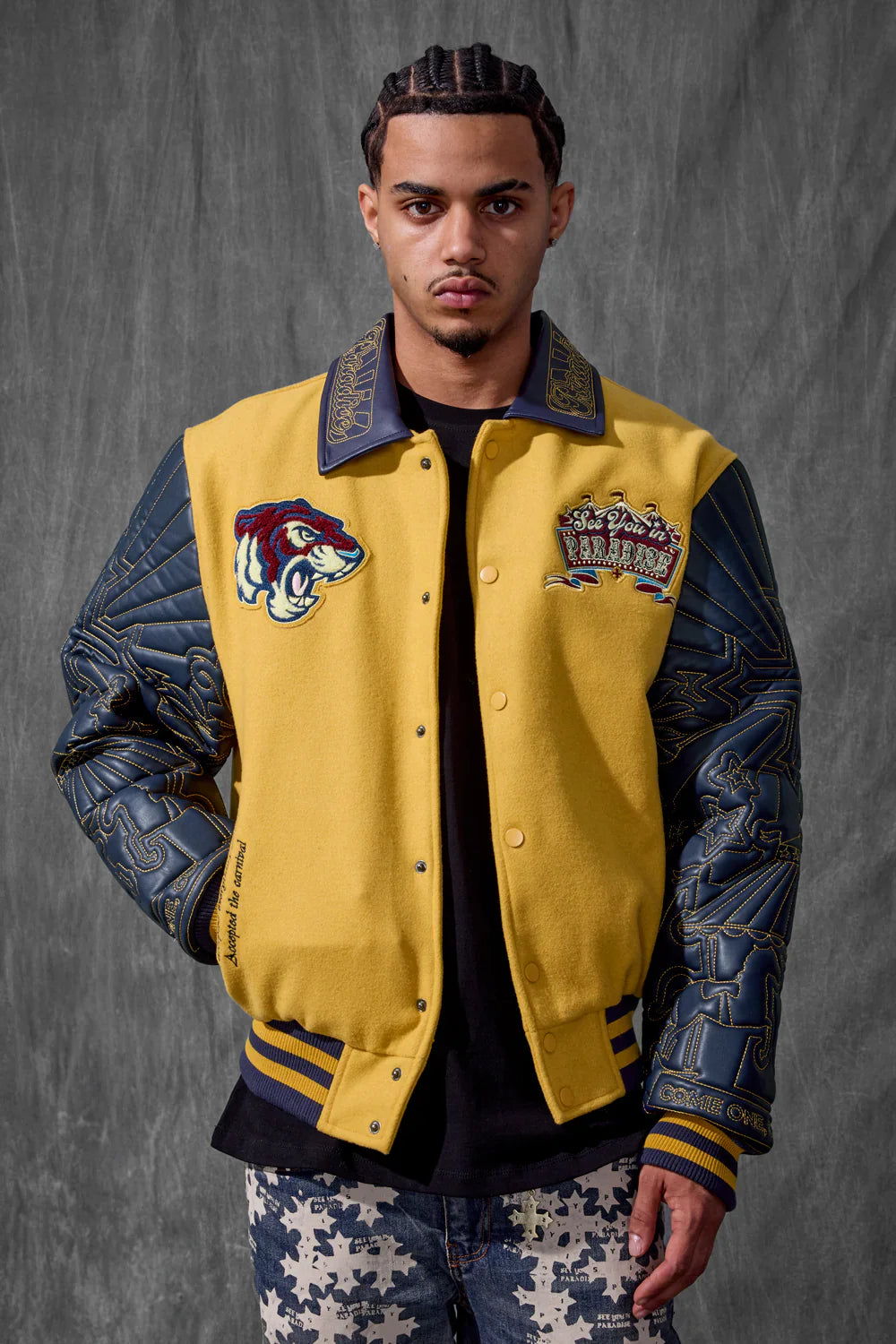 Smoke & Mirrors Varsity Jacket (Mustard)