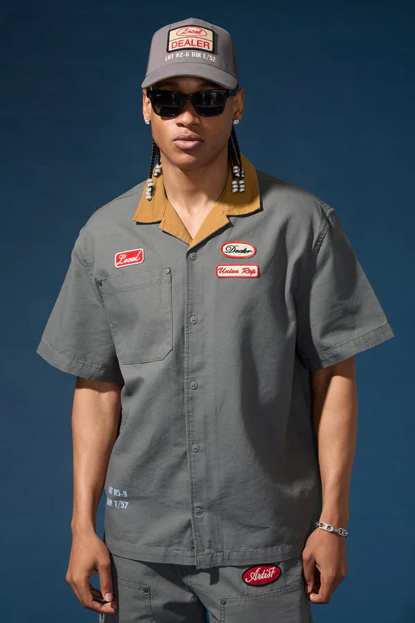 The Re-Up Mechanic Shirt -Charcoal