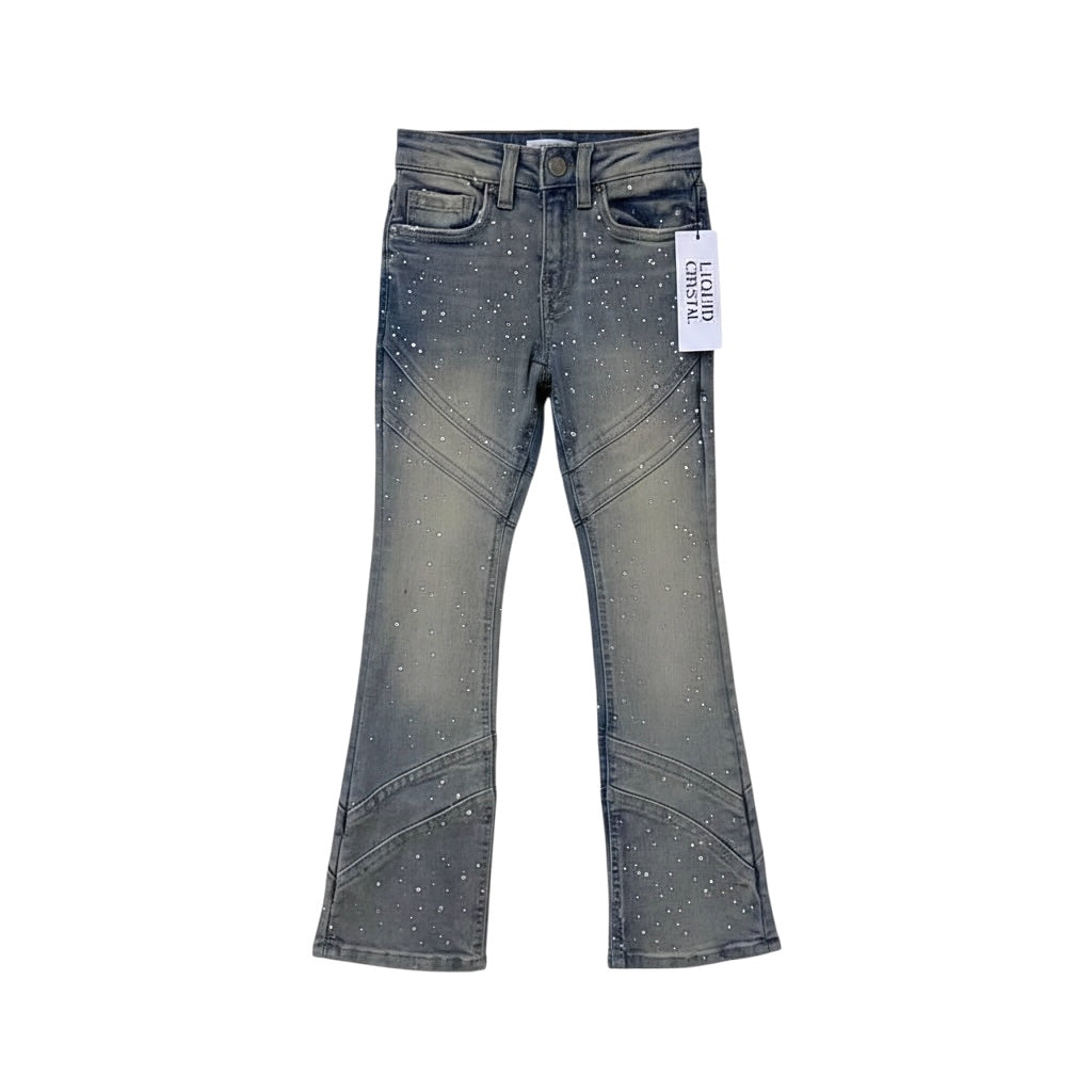 KIDS LIQUID CRYSTAL STACKED & CRYSTAL JEANS - ICED LAGER