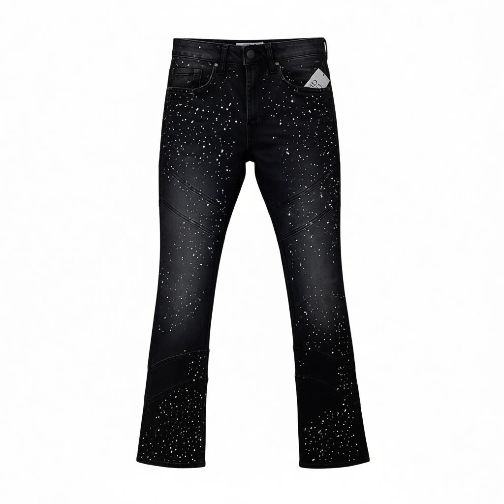 LIQUID CRYSTAL STACKED & CRYSTAL JEANS - BLACK ICE