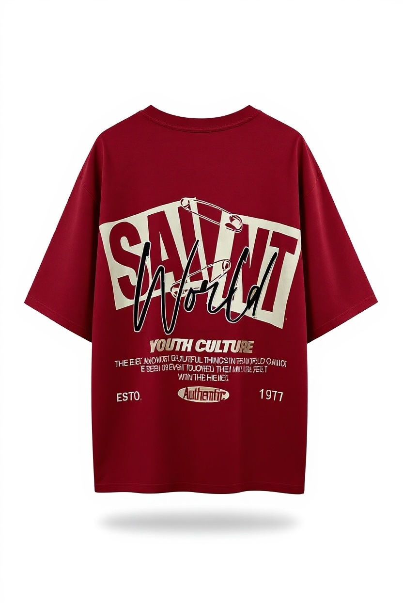 SAINT WORLD TEE - BURGANDY