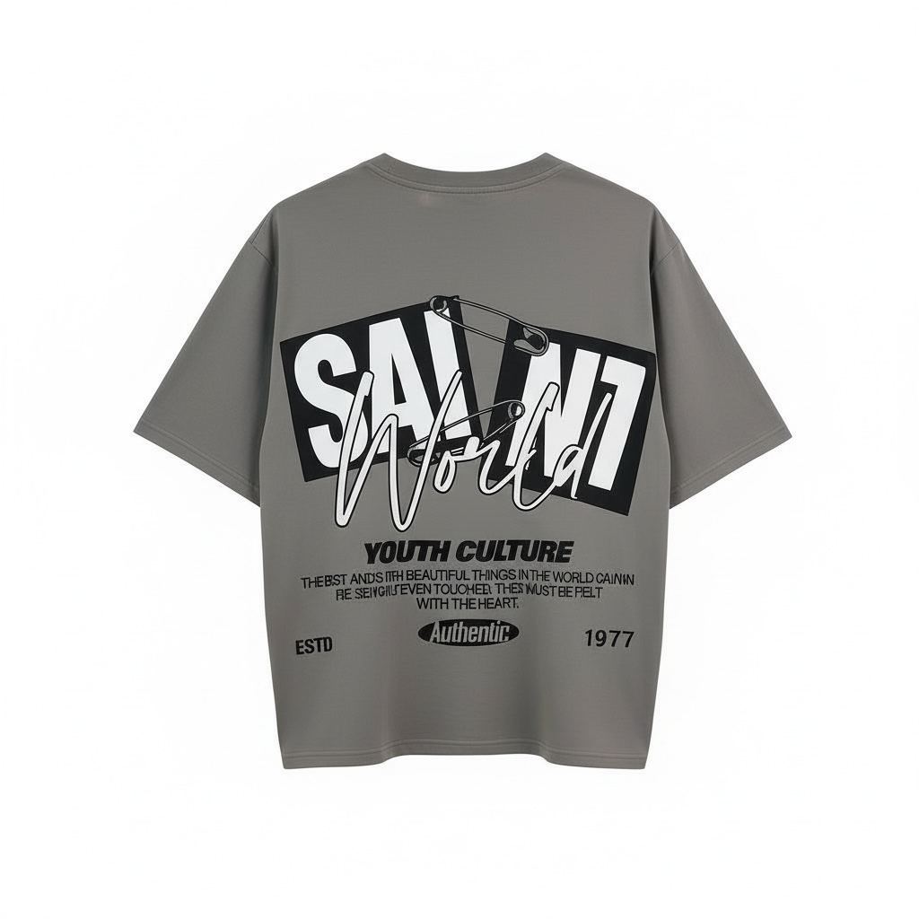 SAINT WORLD TEE - CHARCOL GREY