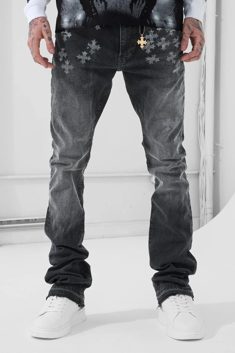 Super Skinny Stacked Forbidden Fruit Denim (Black Shadow)