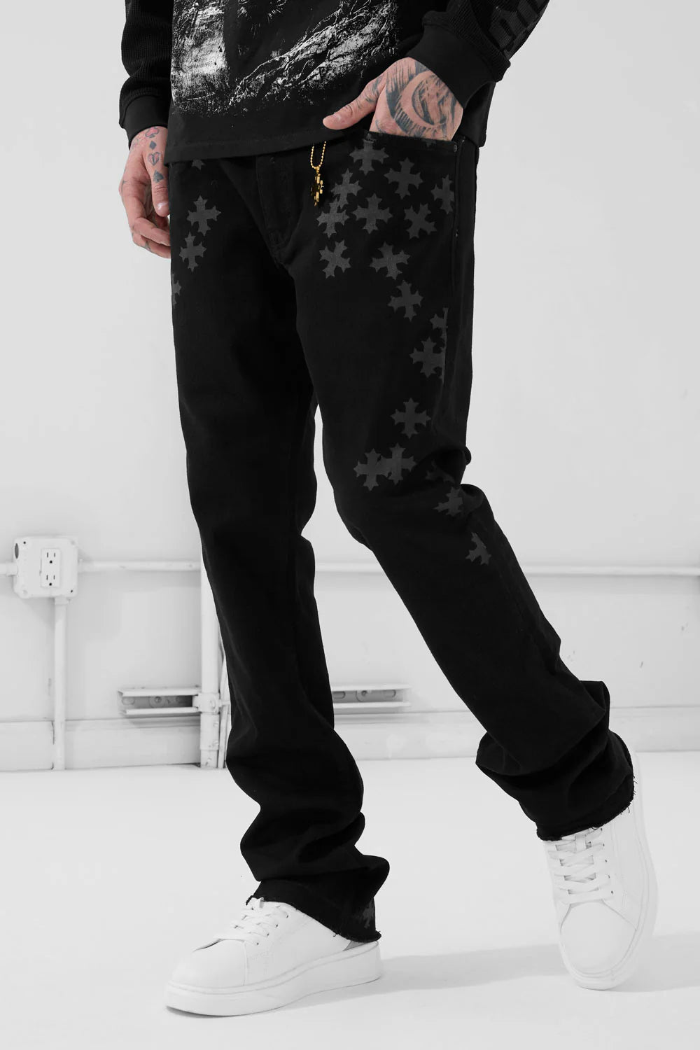 Super Skinny Stacked Forbidden Fruit Denim (Black)