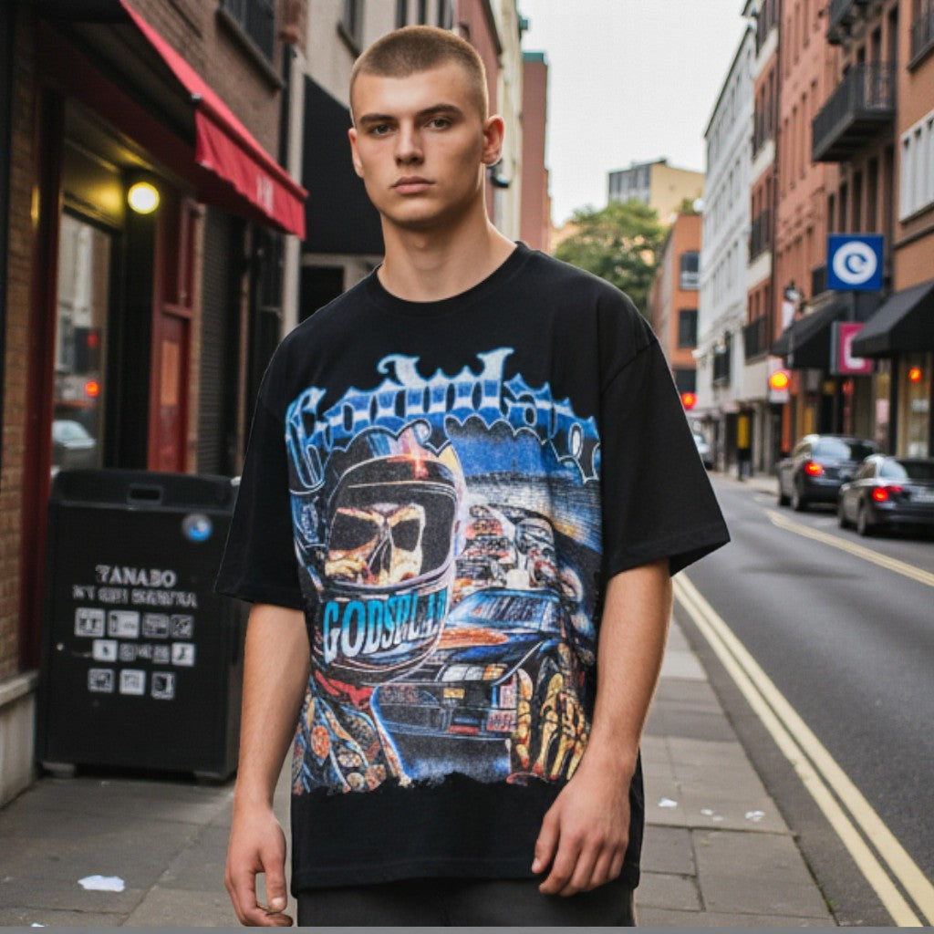 RACER FEAR NO MAN TEE - BLACK