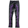 DNA PREMIUM (BLACK/PURPLE “WORLD WIDE HANDCRAFTED LEATHER Stacked PANT)