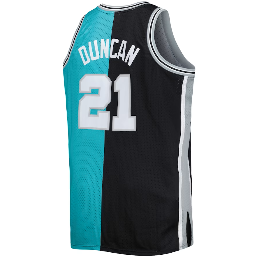 Men's San Antonio Spurs Mitchell & Ness Black/Teal Big & Tall Hardwood Classics 1998-99 Split Swingman Jersey