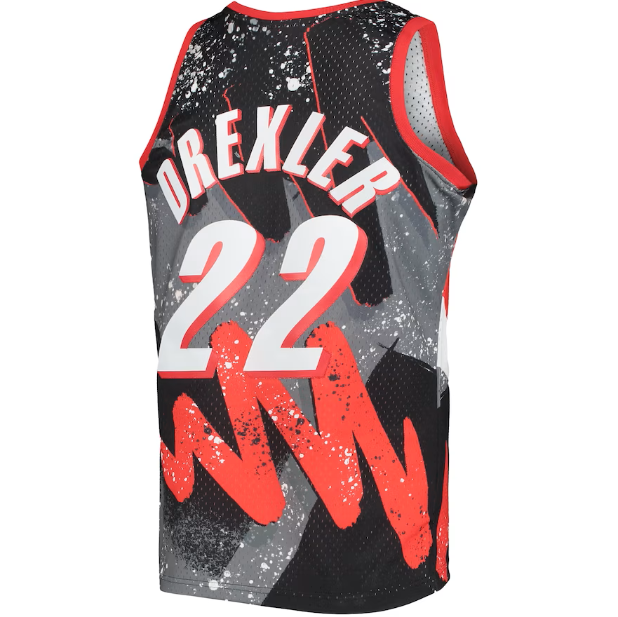 Men's Portland Trail Blazers Clyde Drexler Mitchell & Ness Black Hardwood Classics 1991-92 Hyper Hoops Swingman Jersey