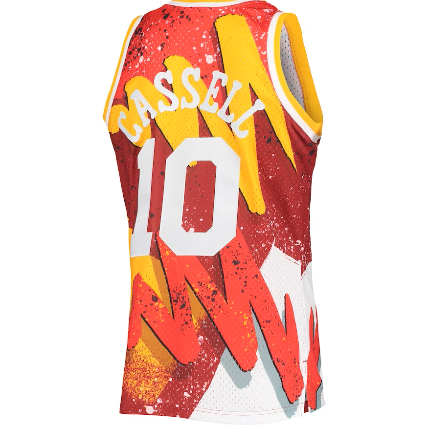 Men's Houston Rockets Sam Cassell Mitchell & Ness Red Hardwood Classics 1993-94 Hyper Hoops Swingman Jersey