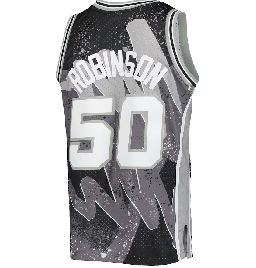 Men's San Antonio Spurs David Robinson Mitchell & Ness Black Hardwood Classics 1998-99 Hyper Hoops Swingman Jersey