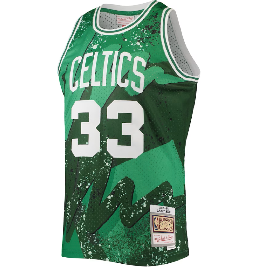 Men's Boston Celtics Larry Bird Mitchell & Ness Kelly Green Hardwood Classics 1985-86 Hyper Hoops Swingman Jersey