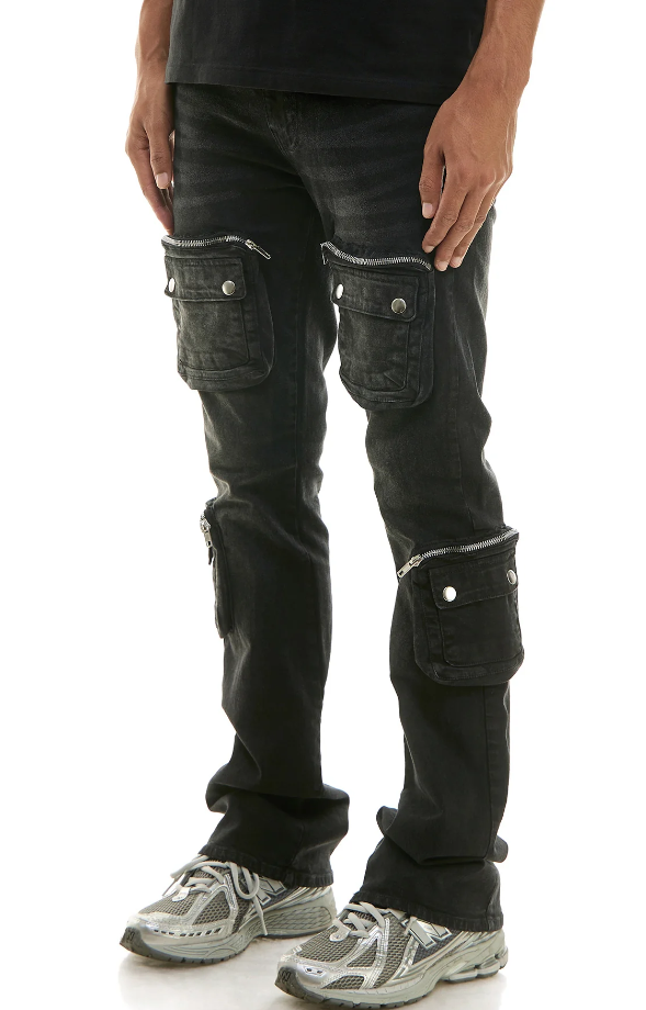 KND4742 BLACK - 3D POCKET JEANS