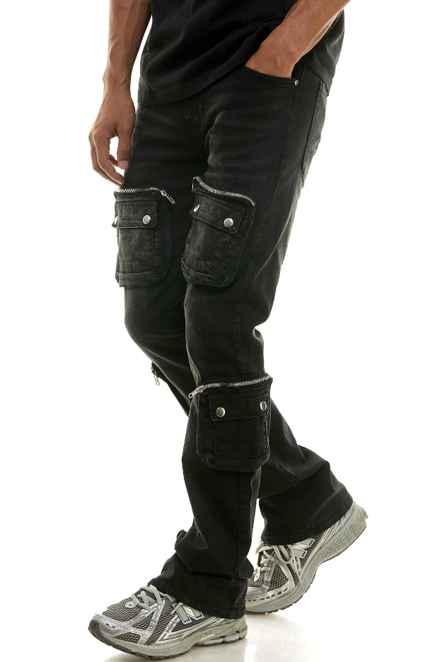 KND4742 BLACK - 3D POCKET JEANS