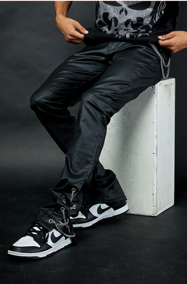 KND4909 JET BLACK - SIDE CHAIN JEANS