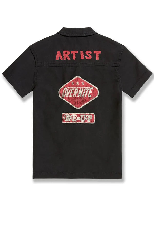 BOYS LOCAL ART DEALER CAMP SHIRT - BLACK