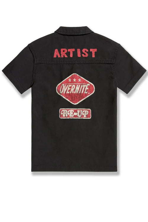 BOYS LOCAL ART DEALER CAMP SHIRT - BLACK