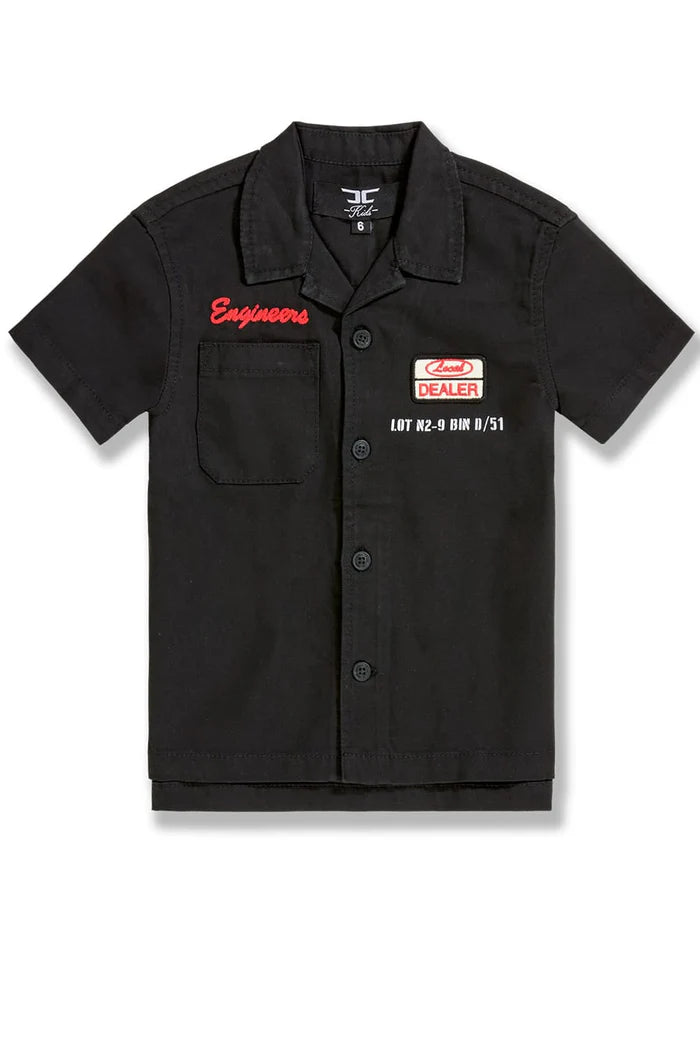 BOYS LOCAL ART DEALER CAMP SHIRT - BLACK