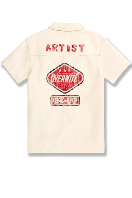 BOYS LOCAL ART DEALER CAMP SHIRT - BONE