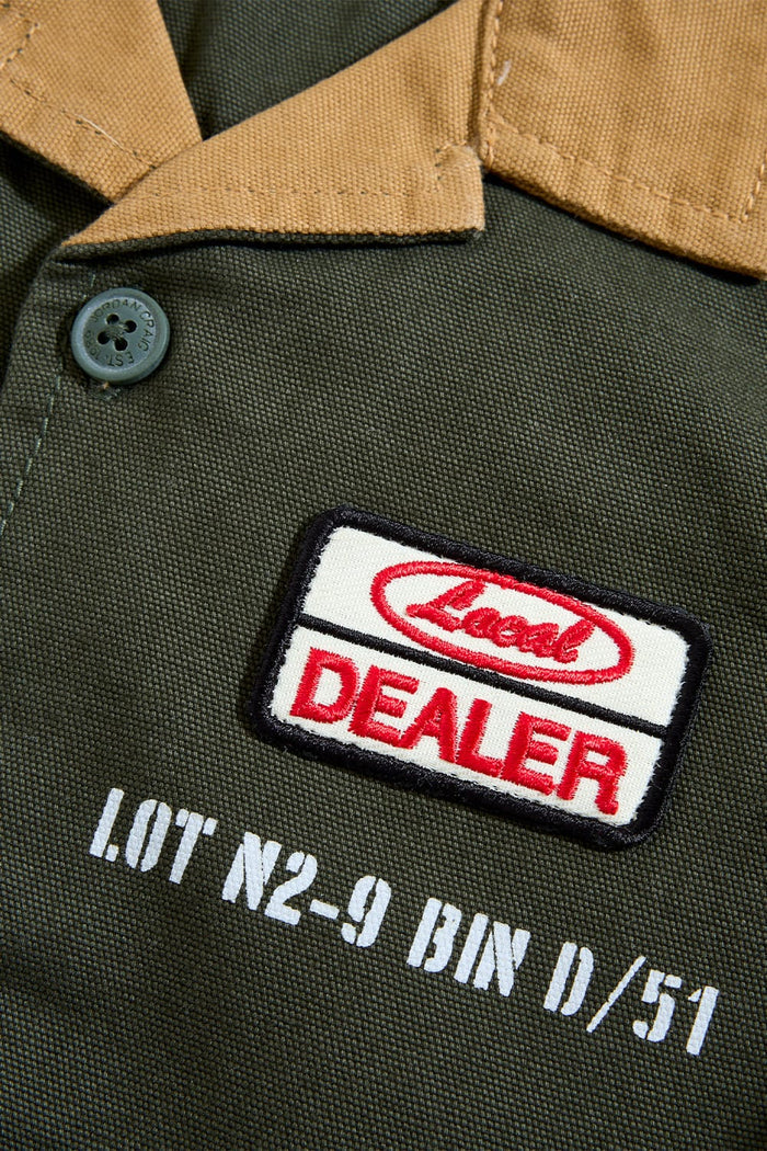 BOYS LOCAL ART DEALER CAMP SHIRT - OLIVE