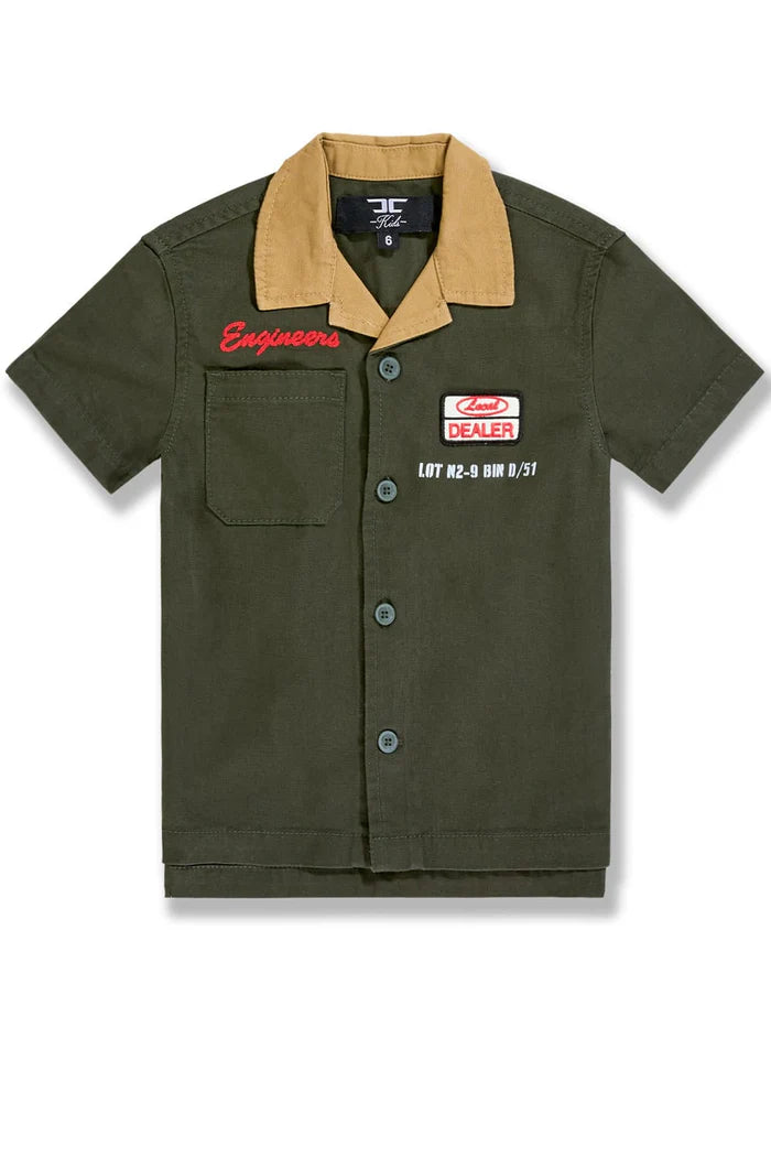 BOYS LOCAL ART DEALER CAMP SHIRT - OLIVE