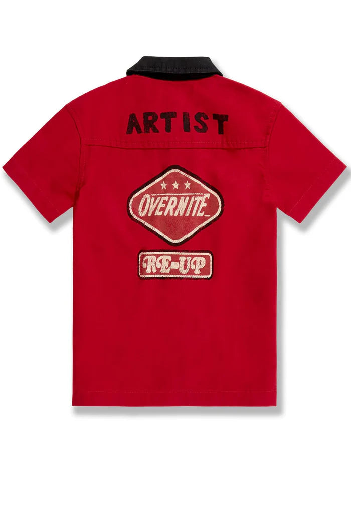 BOYS LOCAL ART DEALER CAMP SHIRT - RED