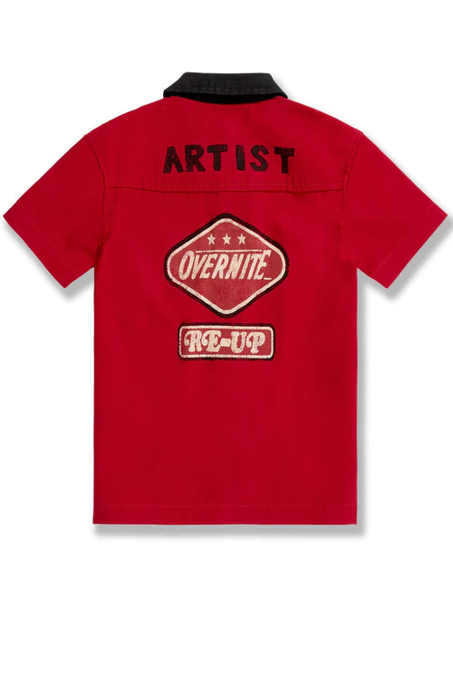 BOYS LOCAL ART DEALER CAMP SHIRT - RED