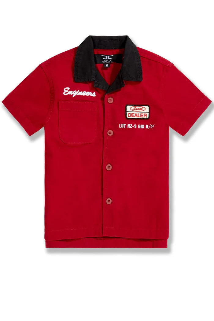 BOYS LOCAL ART DEALER CAMP SHIRT - RED