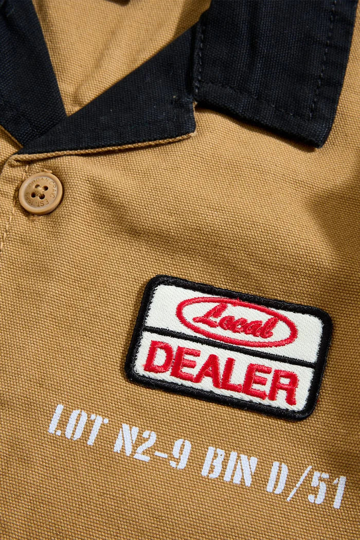 BOYS LOCAL ART DEALER CAMP SHIRT - TAN