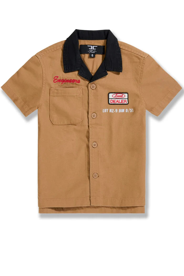 BOYS LOCAL ART DEALER CAMP SHIRT - TAN