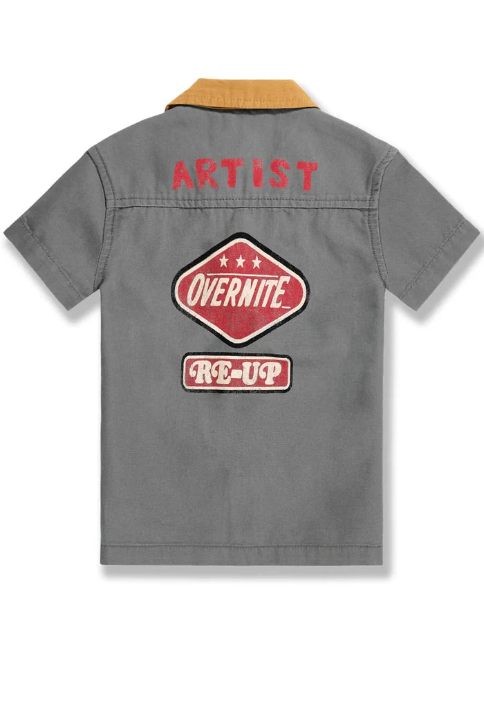 Kids The Re-Up Mechanic Shirt -Charcoal