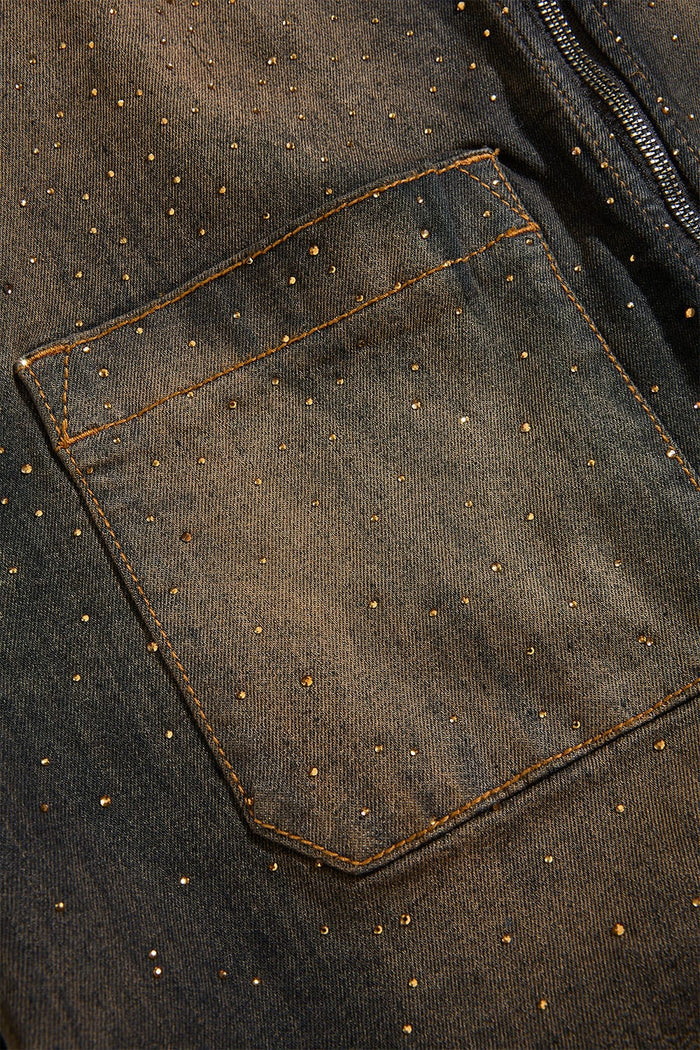 Radiant Denim Zip Up Shirt - Copper Black