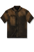 Radiant Denim Zip Up Shirt - Copper Black