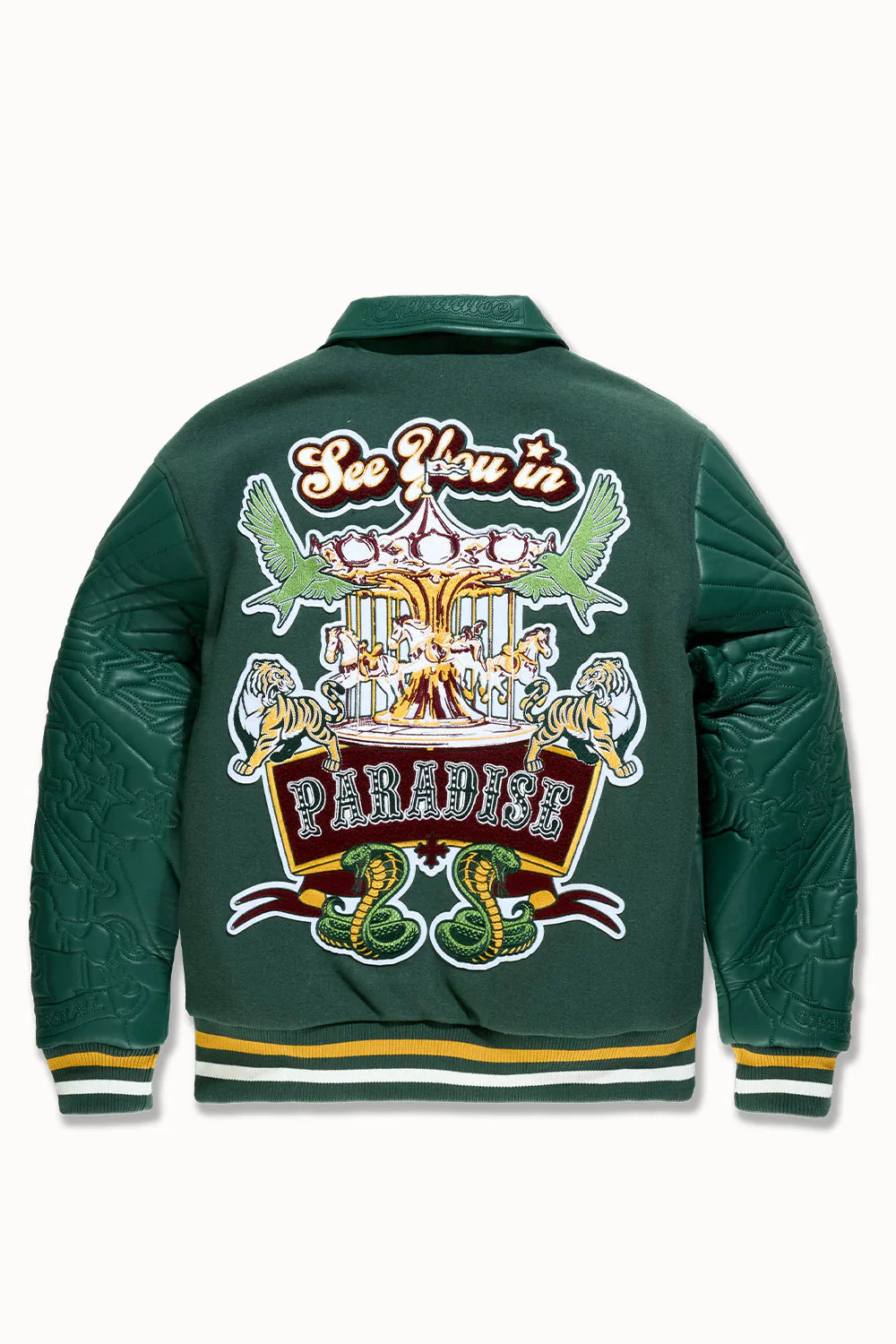 Smoke & Mirrors Varsity Jacket (Dark Green)
