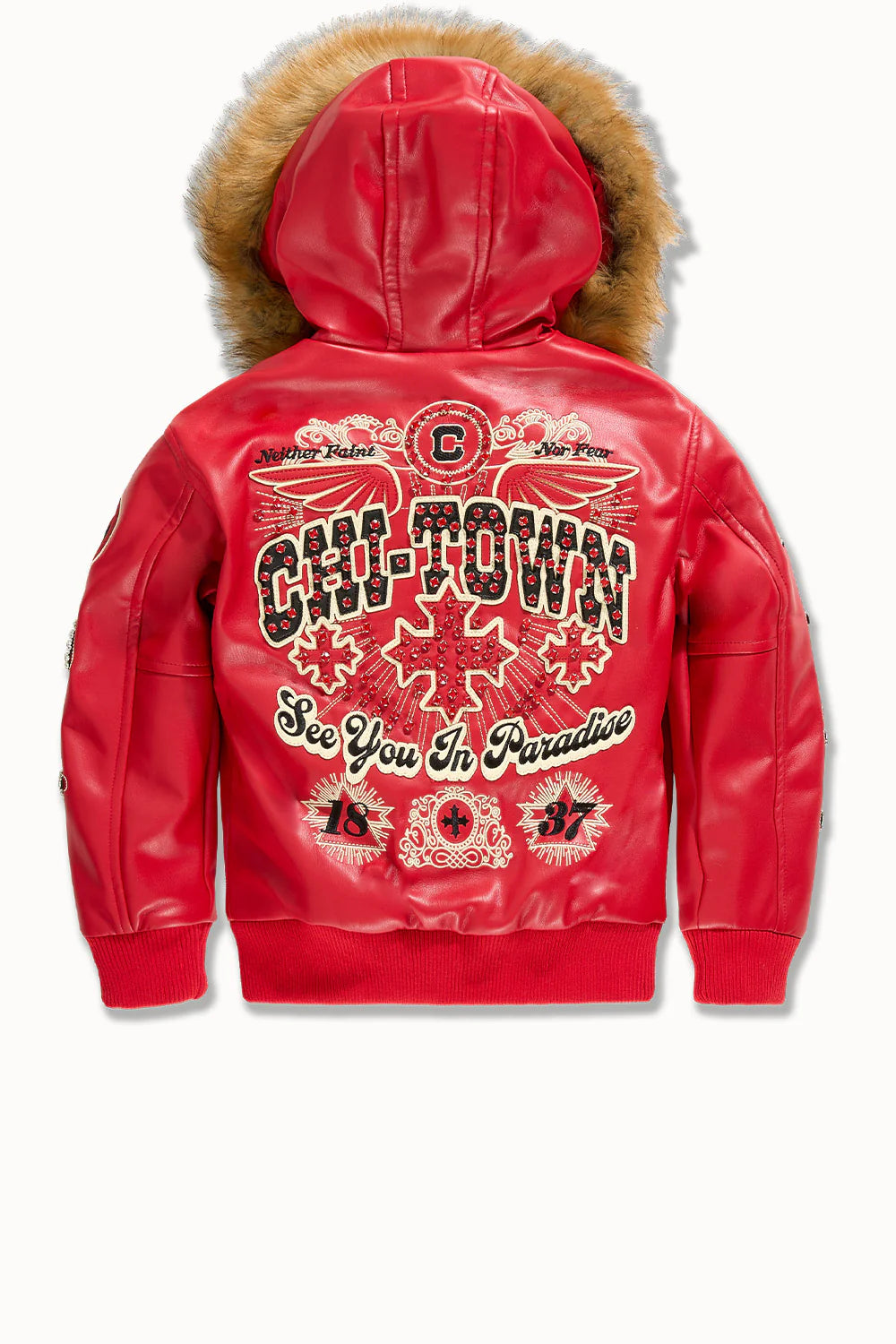 Kids Windy City Hooded Bomber Jacket (Red)