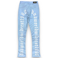 DNA PREMIUM (BABY BLUE/WHITE “WORLD WIDE HANDCRAFTED LEATHER Stacked PANT)