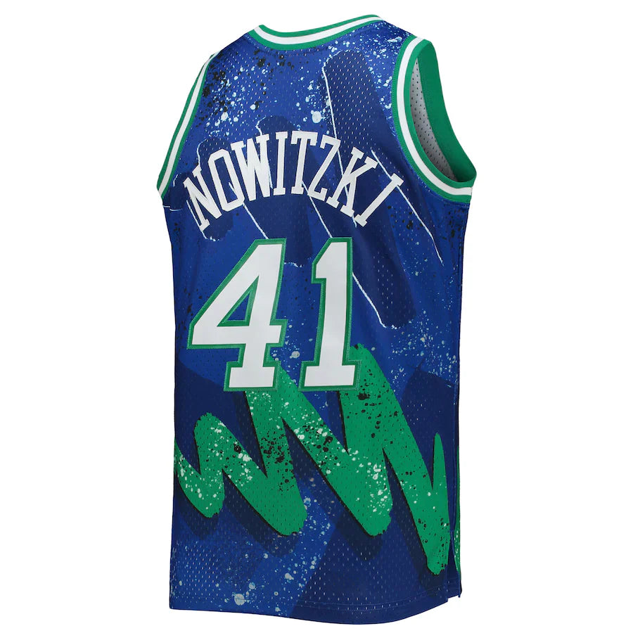 Men's Dallas Mavericks Dirk Nowitzki Mitchell & Ness Blue Hardwood Classics 1998-99 Hyper Hoops Swingman Jersey