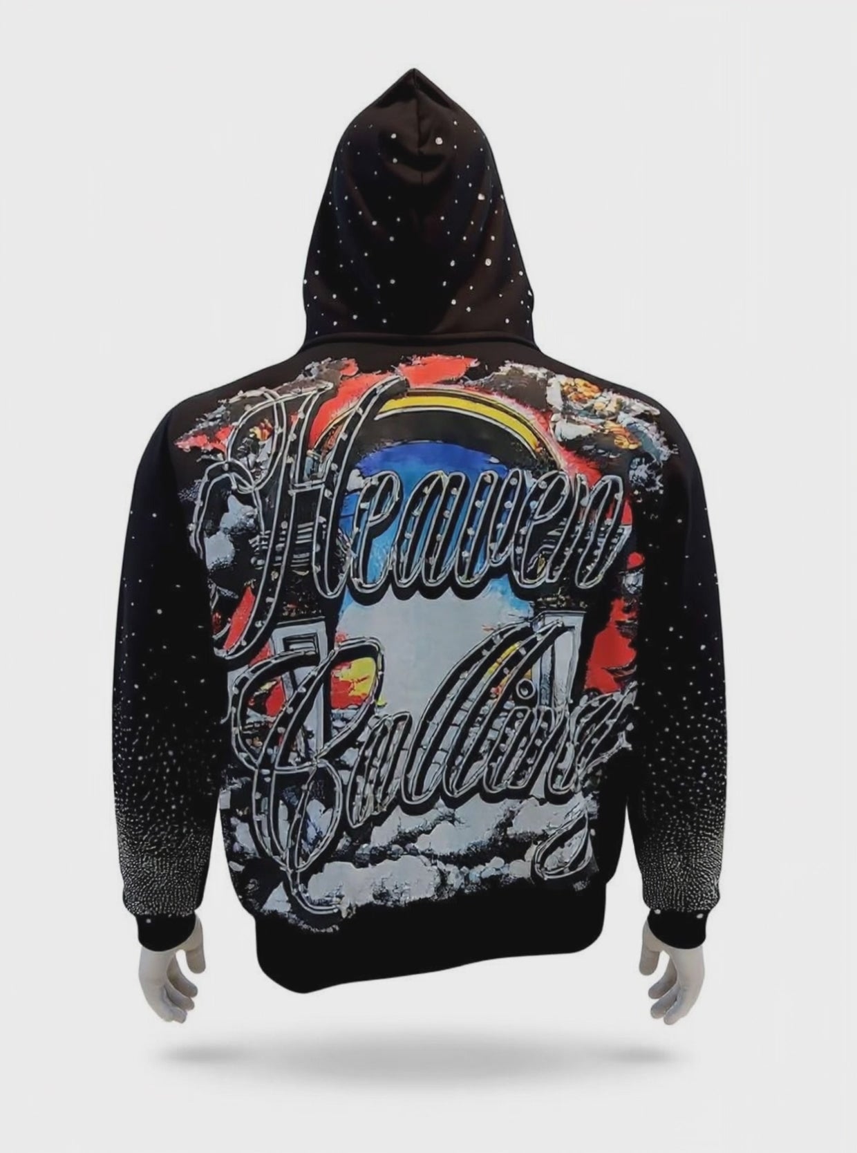 MIND GAMES ANGEL OF LOVE RHINESTONE HOODIE-  BLACK