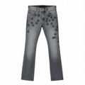 KIDS STAMPED PRINT STACKED JEANS - CEMENT WASH