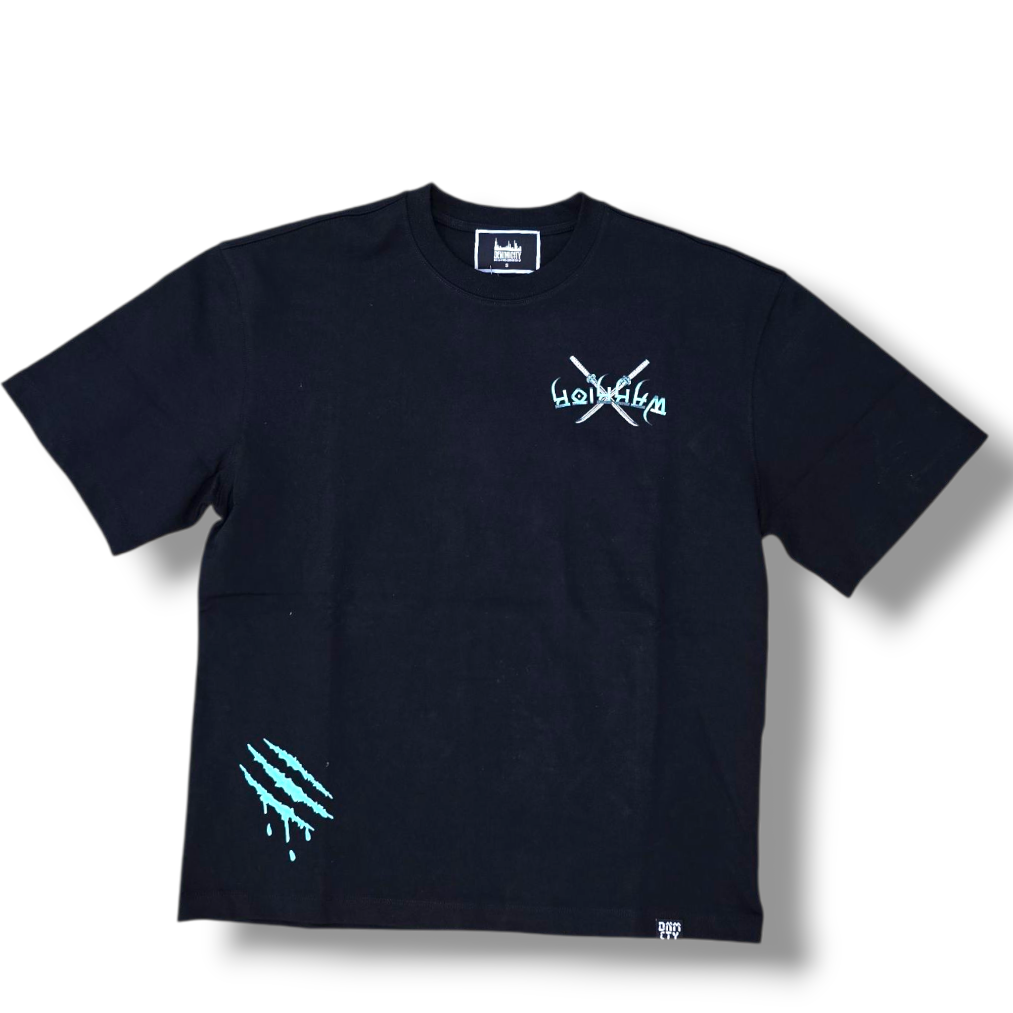 WARRIOR OF THE SEAS STONED OUT OVERSIZE SHIRT - BLACK & TEAL