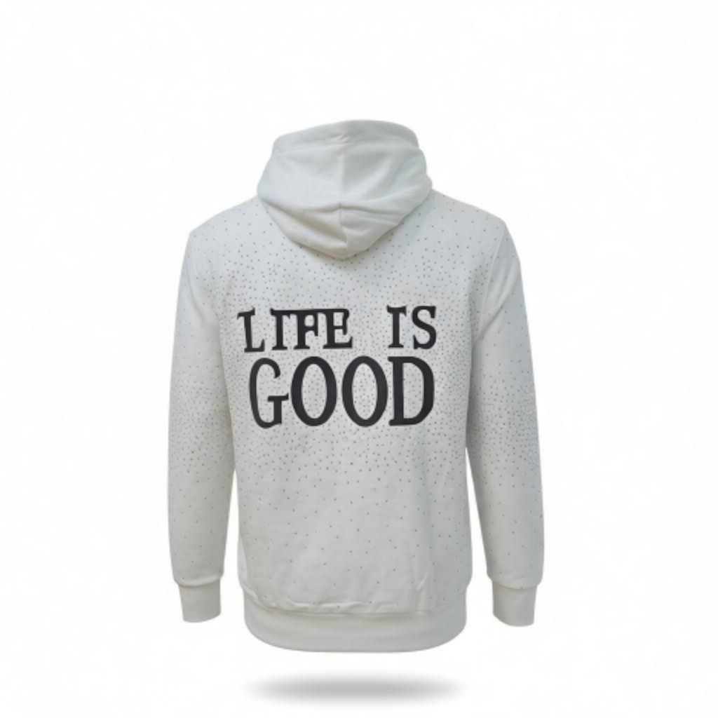 RST-402 WHITE LIFE IS GOOD DIAMONDS HOODIE - WHITE