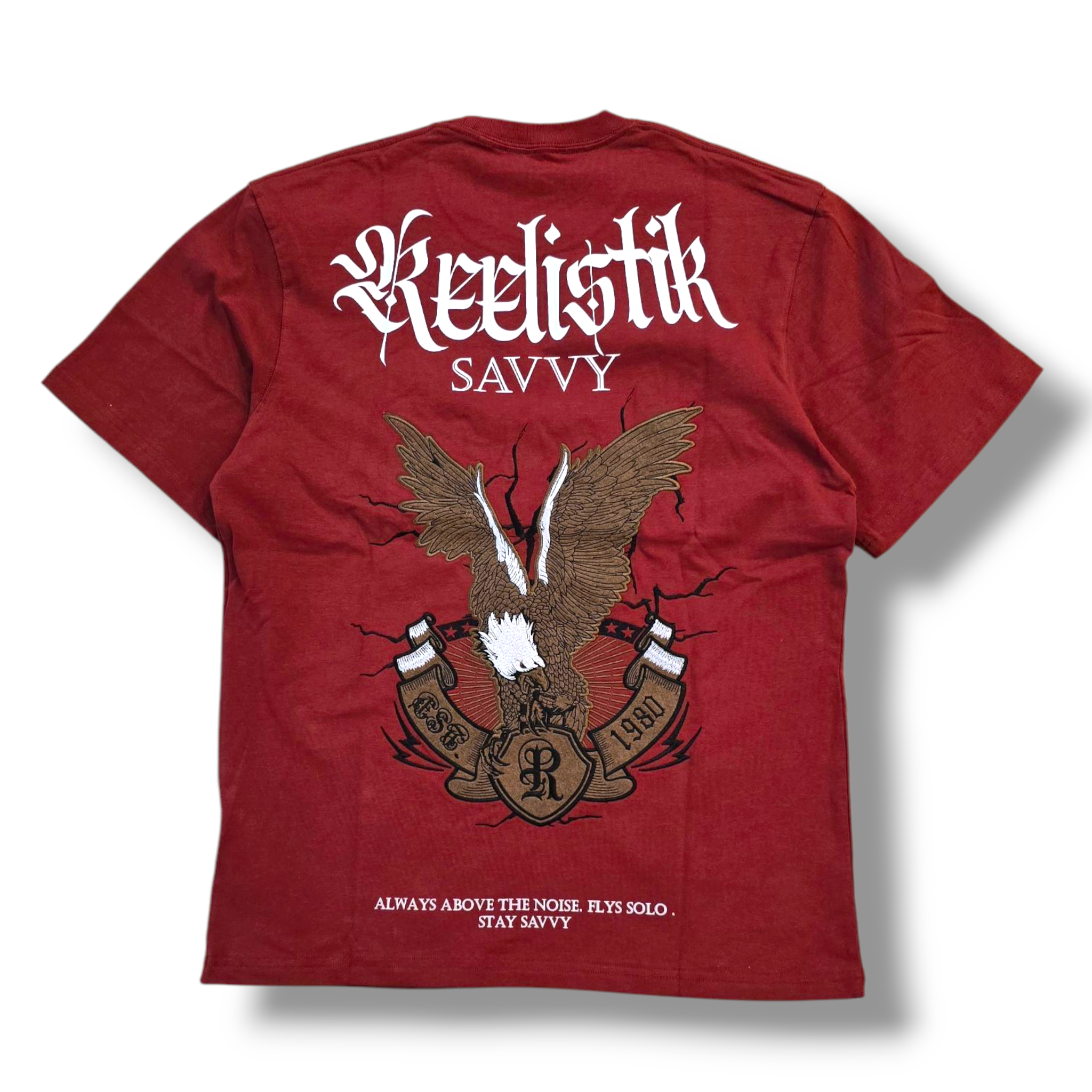 RST-301 BURGUNDY SAVVY EAGLE HEAVY WEIGHT TEE