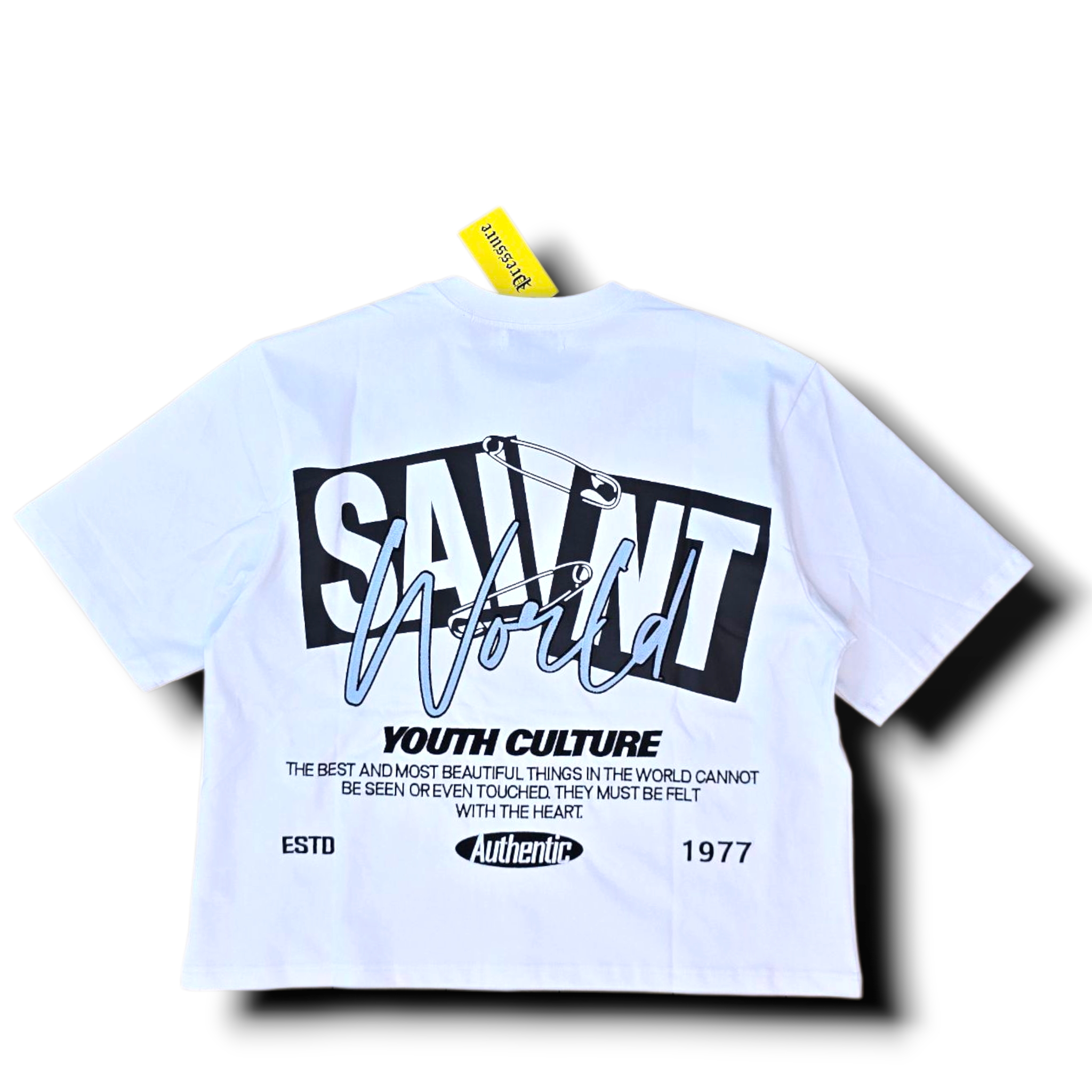 SAINT WORLD TEE - WHITE & BABY BLUE