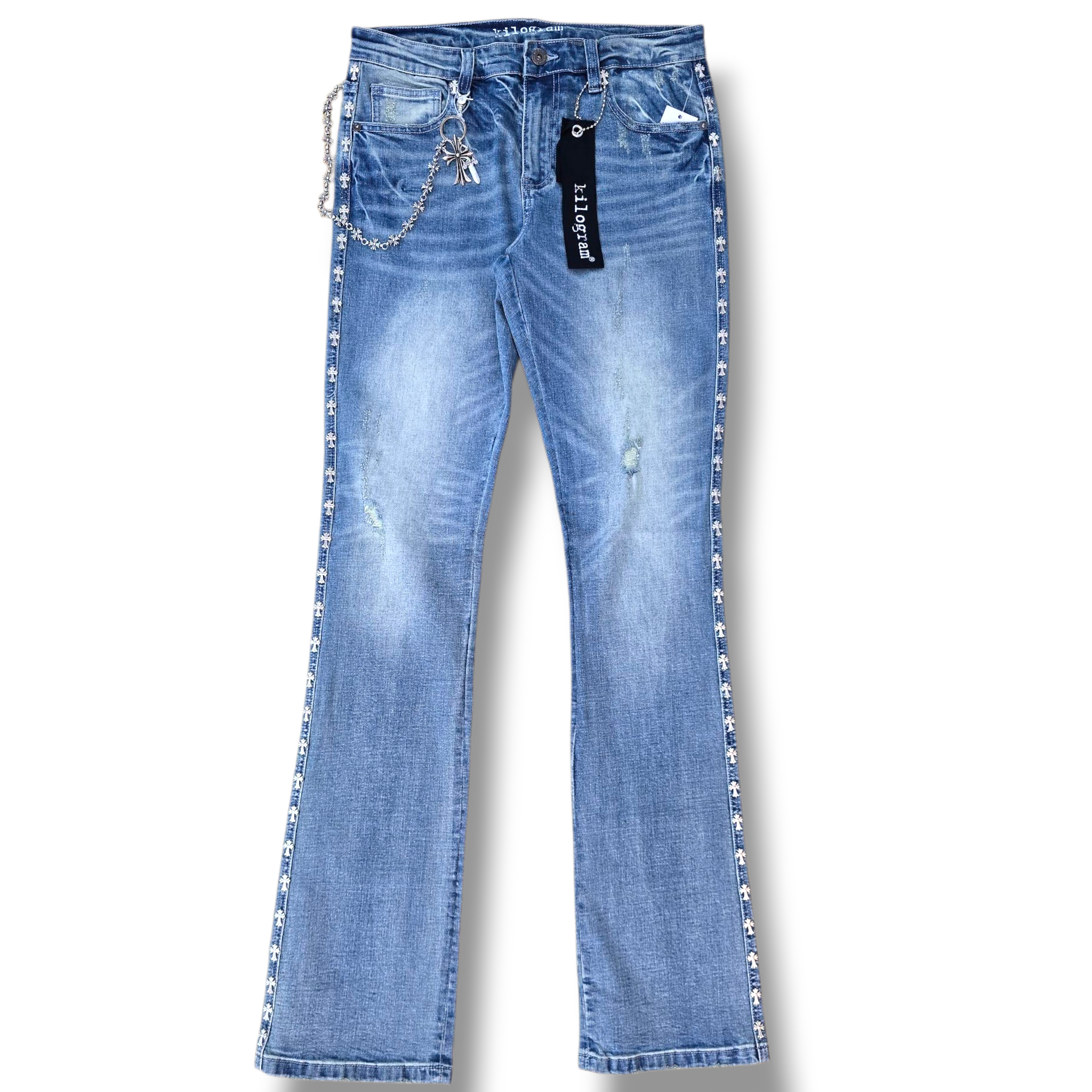 Light Blue Stack Jeans with STUDS