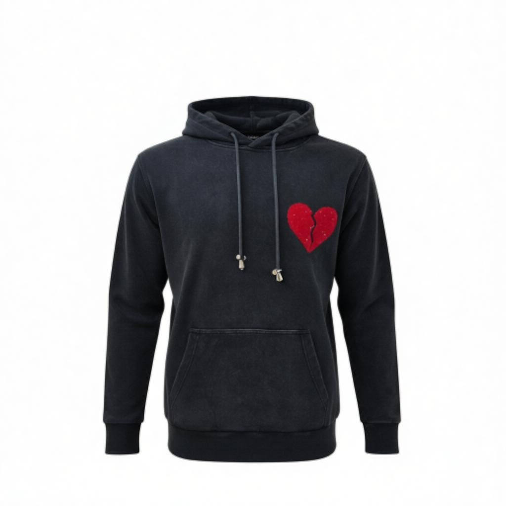 RST-401 BLACK HEART CLUB DIAMONDS HOODIE-BLACK