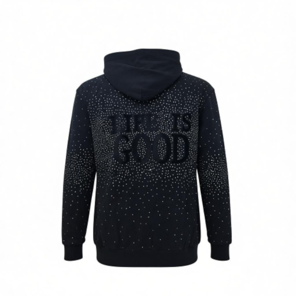 RST-402 BLACK LIFE IS GOOD DIAMONDS HOODIE - BLACK