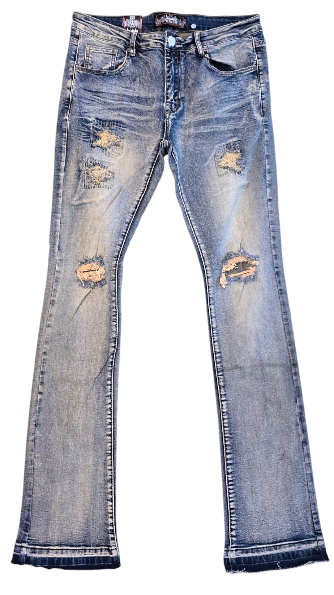 KNEE RIP STACKED DENIM GOLD MECHANIC WASH