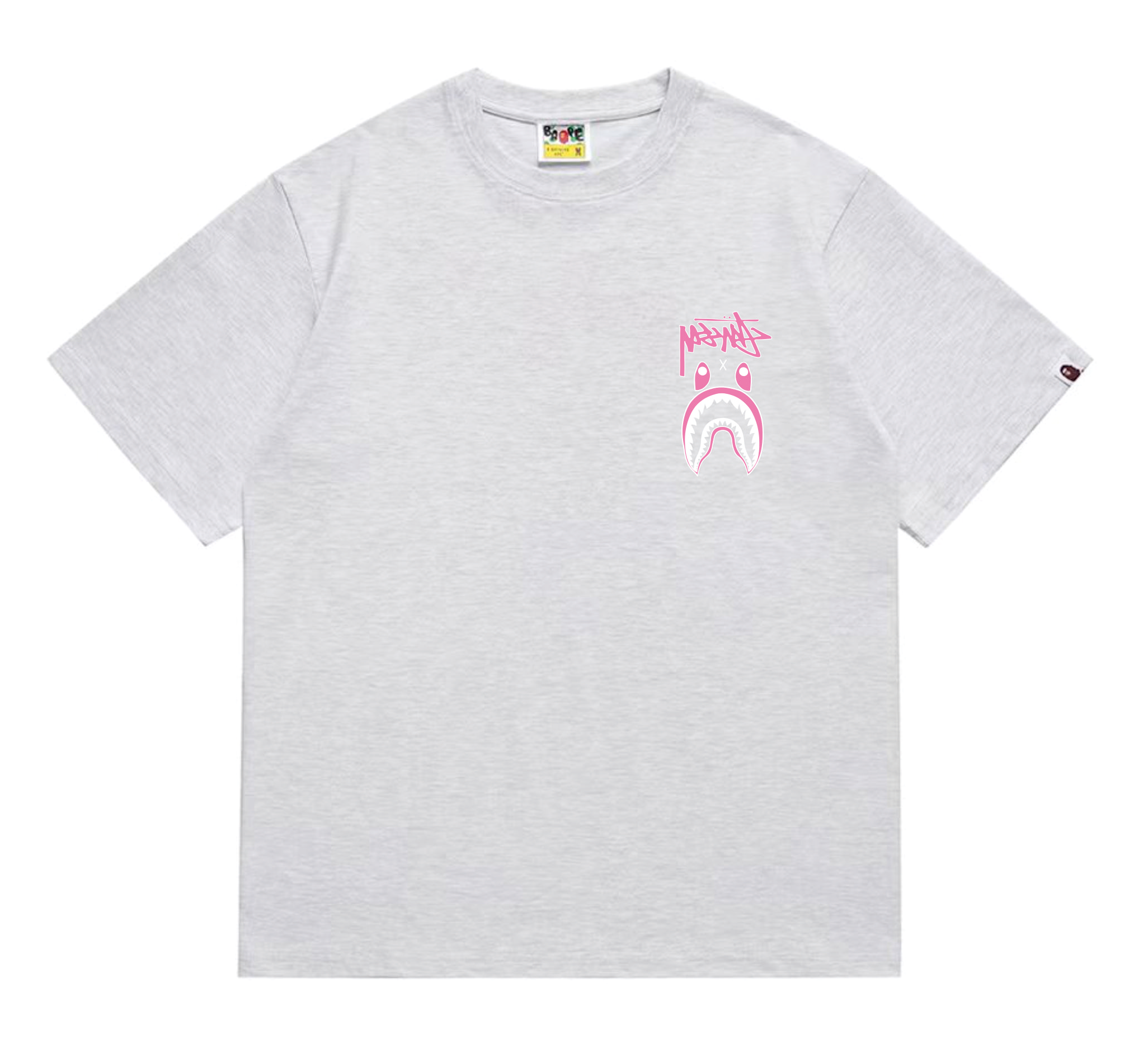 BAPE X STUSSY TEE - GREY